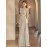 Women's Elegant Champagne Evening Gown - Formal Party Wedding Dress with Sequin Skirt, Mermaid-like Fishtail Train, for Prom, Galas, Hosting Events - Luxury Glamour Dress
