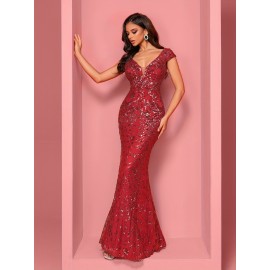 Elegant Beaded Mature Sleeveless Mermaid Dress for Summer Party Evening Formal High-End Luxury Bridesman Gown V Neck Wedding Sexy Tank Long Skirt