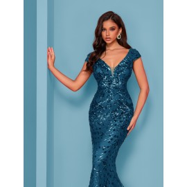 Elegant Beaded Mature Sleeveless Mermaid Dress for Summer Party Evening Formal High-End Luxury Bridesman Gown V Neck Wedding Sexy Tank Long Skirt