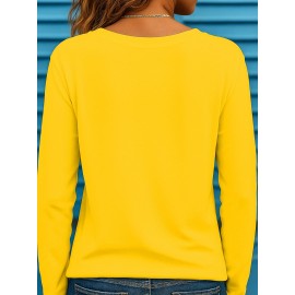 Plus Size Women's Long Sleeve Round Neck T-Shirt New Fashion Letter Print ii 369, Everyday Outfit, Winter Clothing, Trendy Top, Stylish Tee, Medium Stretch, Breathable Shirt, Printed Tshirt, Oversized Top, Fashion Lovers, Bodypositive Wear