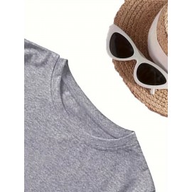 3-Pack Plus Size Letter Print T-Shirt, Short Sleeve Crew Neck Casual Top for Summer & Spring, Women'S Plus Size Clothing