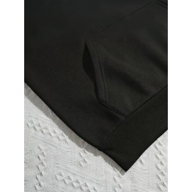 Plus Size Women'S Casual Hoodie with Bold Skull & Letter Print - Soft, Long Sleeve Pullover with Drawstring, Pockets, and 