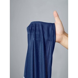 [Women's Blue Shorts Set] 2pcs Women's Blue y Shorts Set with Breathable Mesh Design, Loose Fit American Digital Print for a Look, Perfect for Summer