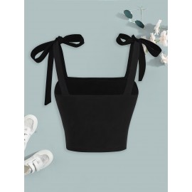 [Spring Sexy Dress] 2pcs Set Spring/Summer Sexy Short Dress Outfit + Fashion Bow Tie Camisole Vest, Multi-Layer Drawstring Women's Skirt