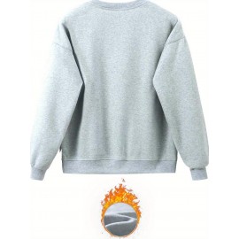 Letter Print Two Piece Set, Crew Neck Sweatshirt & Pants, Women's Clothing