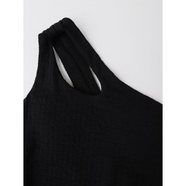 Women's 2pcs Sleeveless Off-Shoulder High-Waisted Set - Black & White Geometric Zebra Stripe Wide-Leg Pants & Top, Non-Stretch Summer Outfit for Beach, Casual Semi-Formal Wear, 2pcs Outfit Set (No Accessories Included)